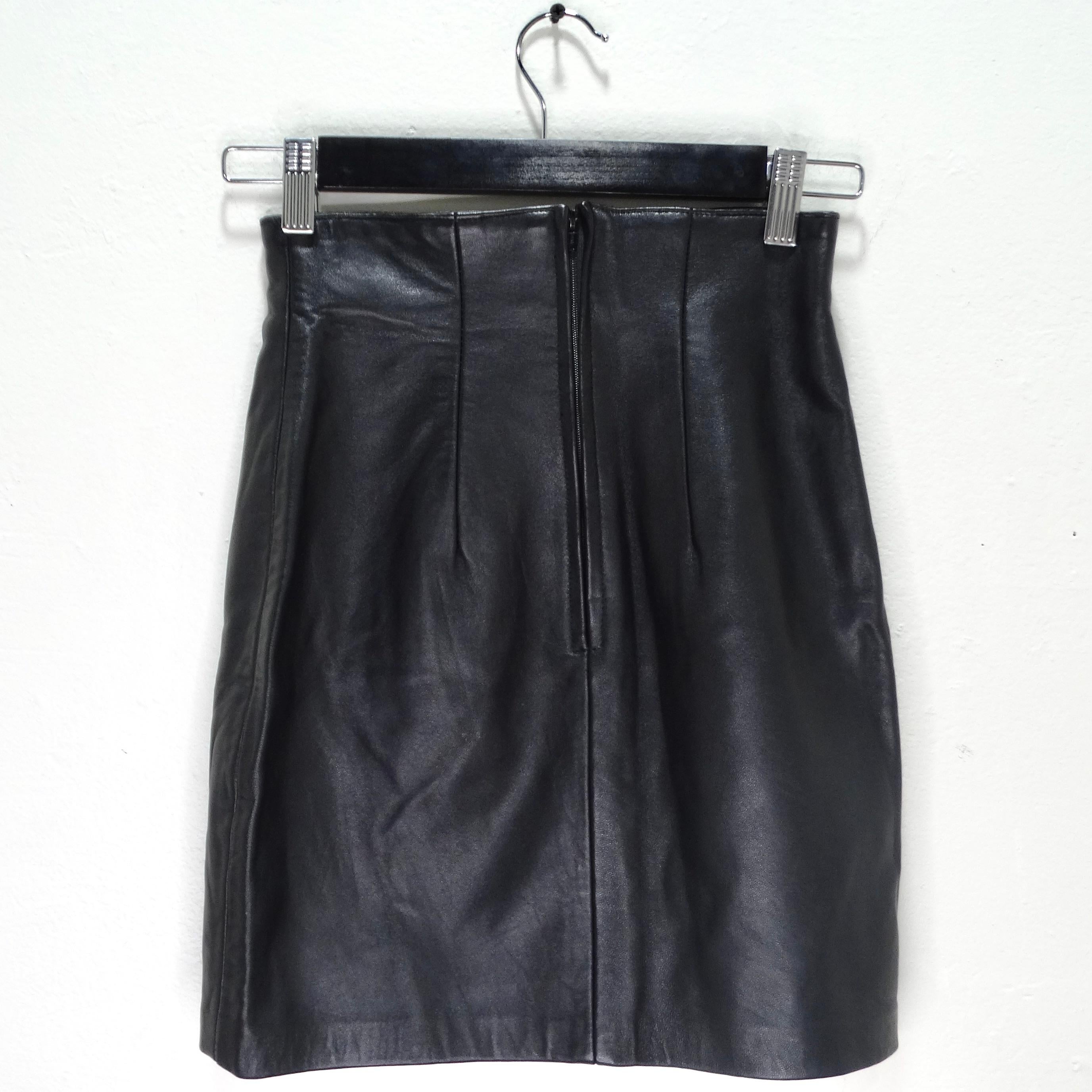 Women's or Men's Michael Hoban 1980s Black Leather Mini Skirt For Sale