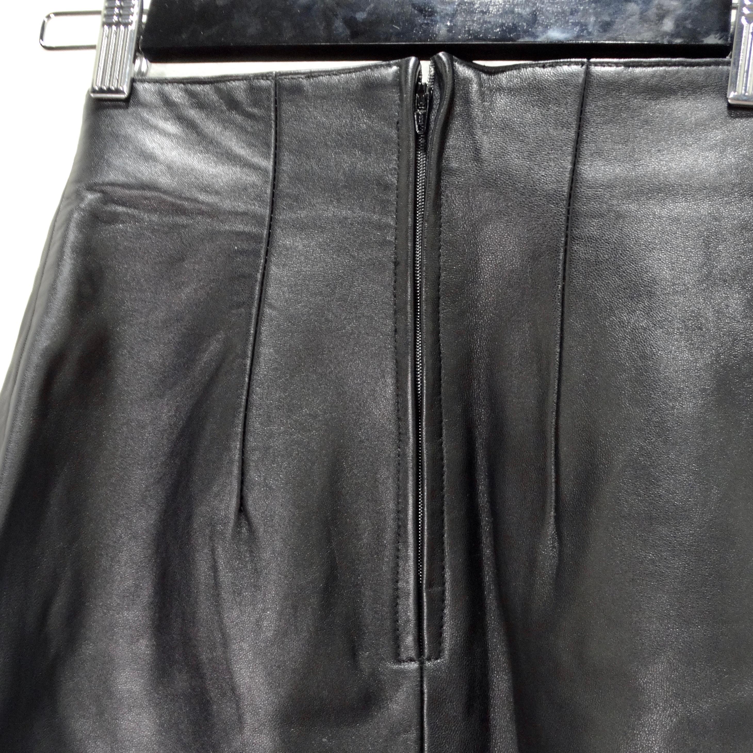 Michael Hoban 1980s Black Leather Mini Skirt For Sale 1