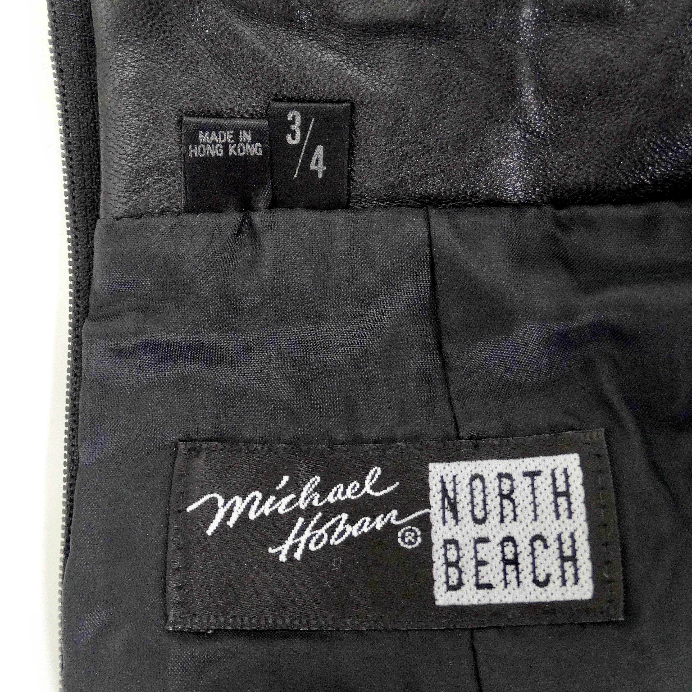 Michael Hoban 1980s Black Leather Mini Skirt For Sale 2