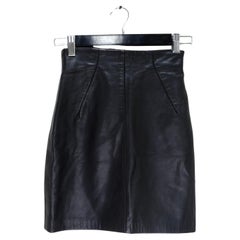 Vintage Michael Hoban 1980s Black Leather Mini Skirt