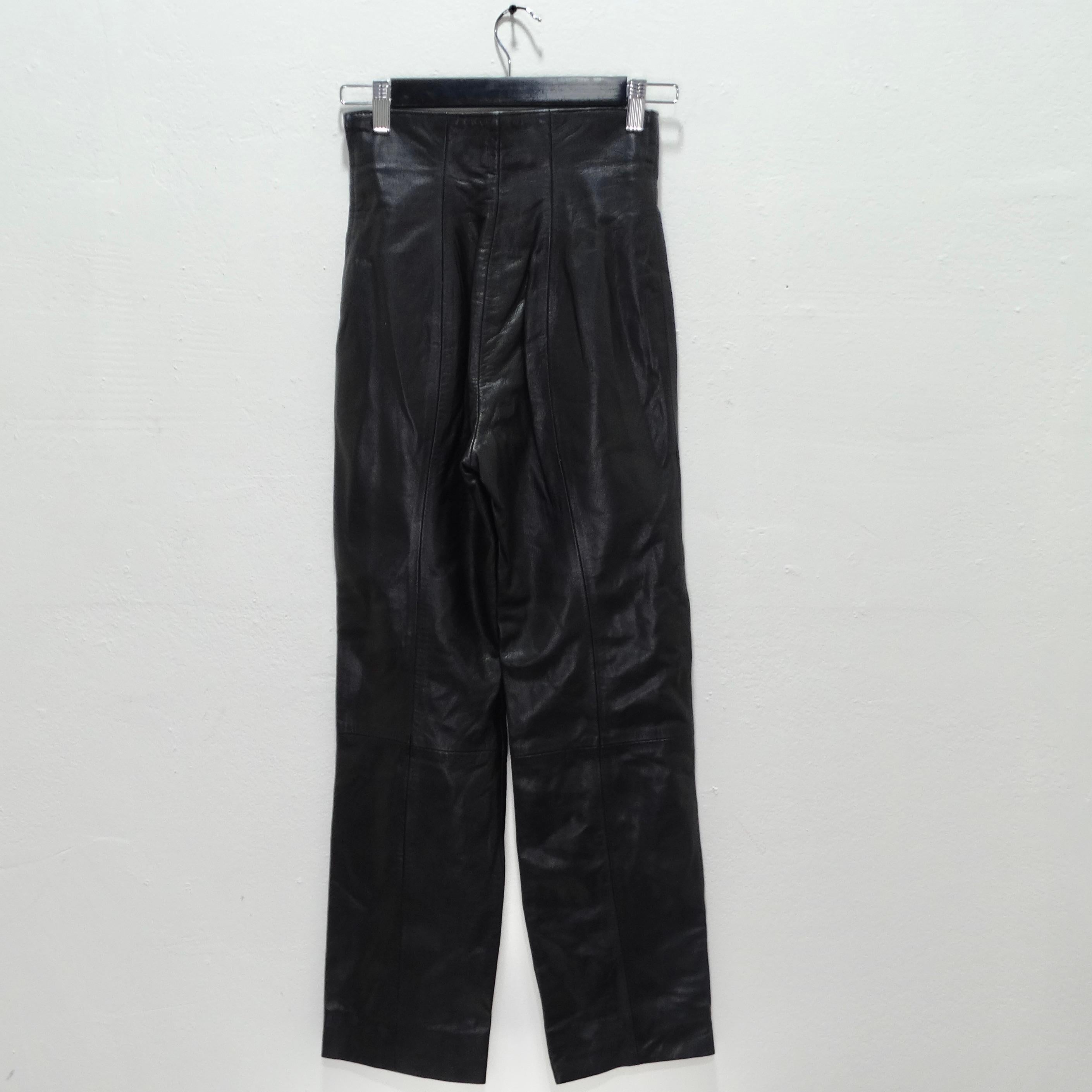Pantalon en cuir noir Michael Hoban, années 1980 en vente 1