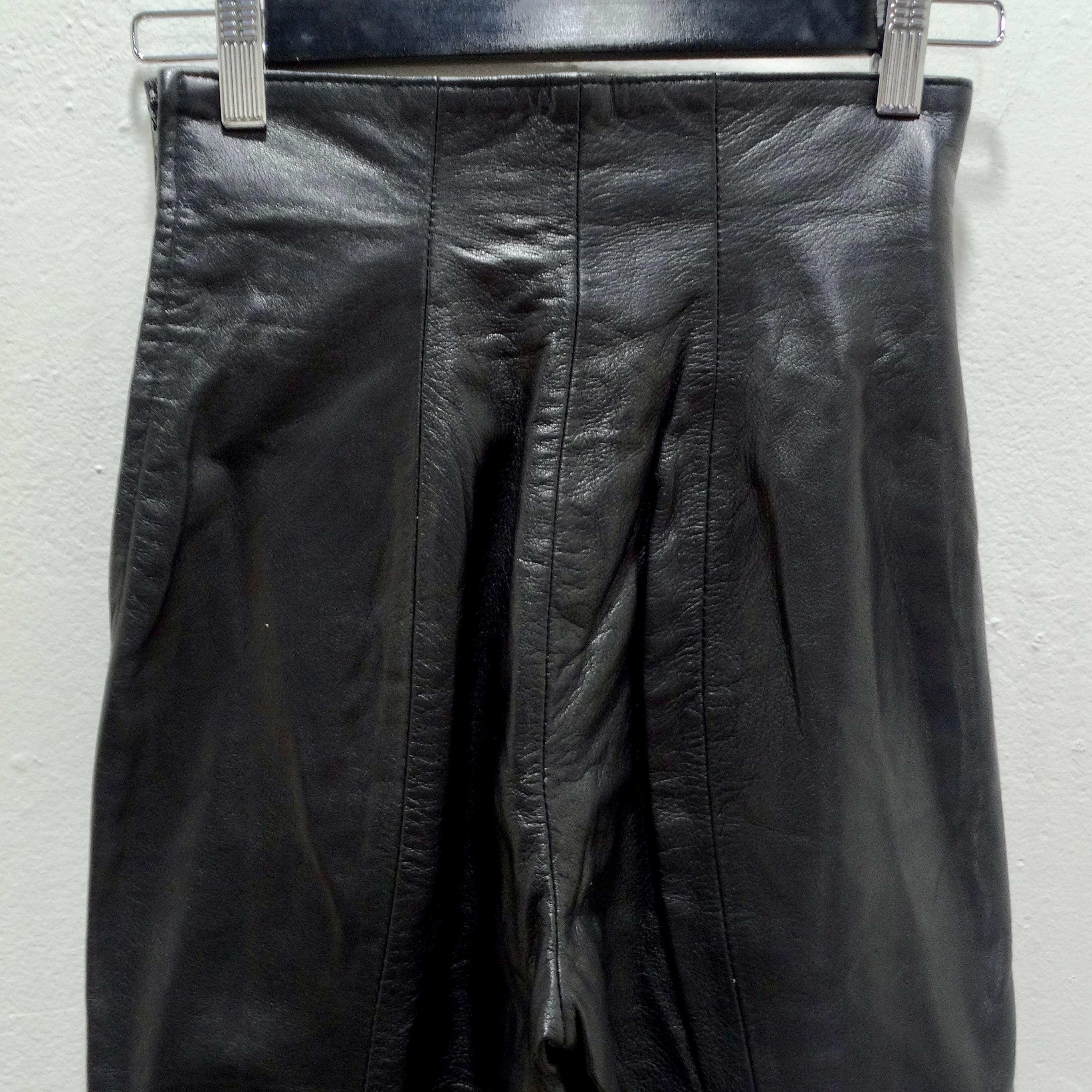 Pantalon en cuir noir Michael Hoban, années 1980 en vente 2