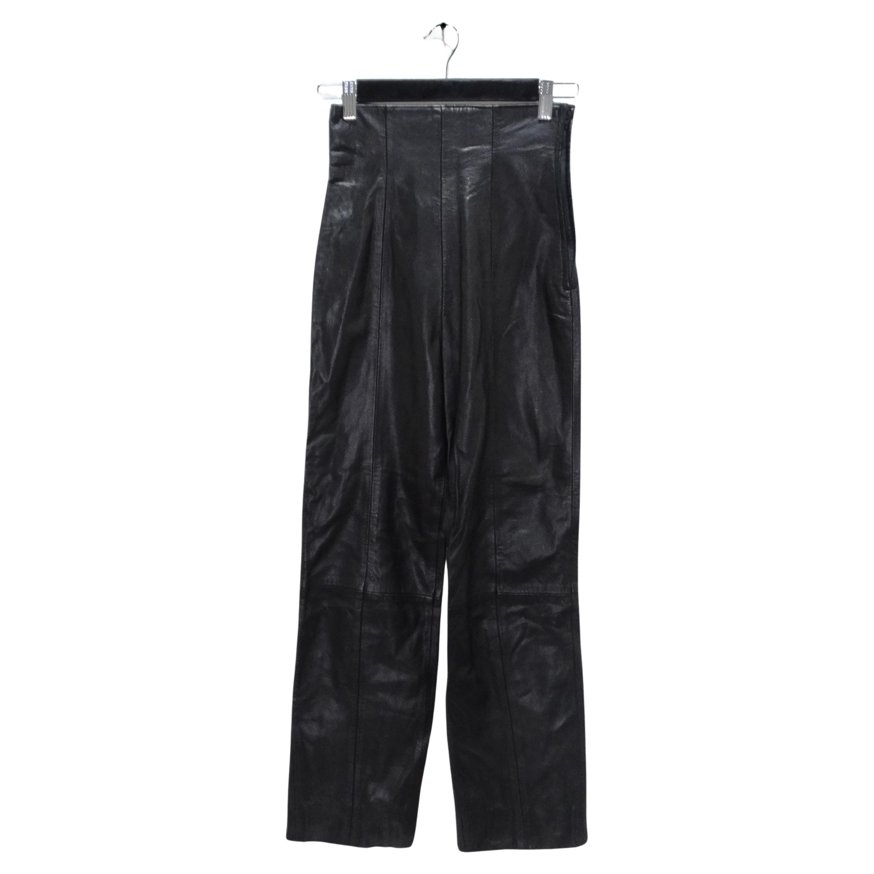 Pantalon en cuir noir Michael Hoban, années 1980 en vente