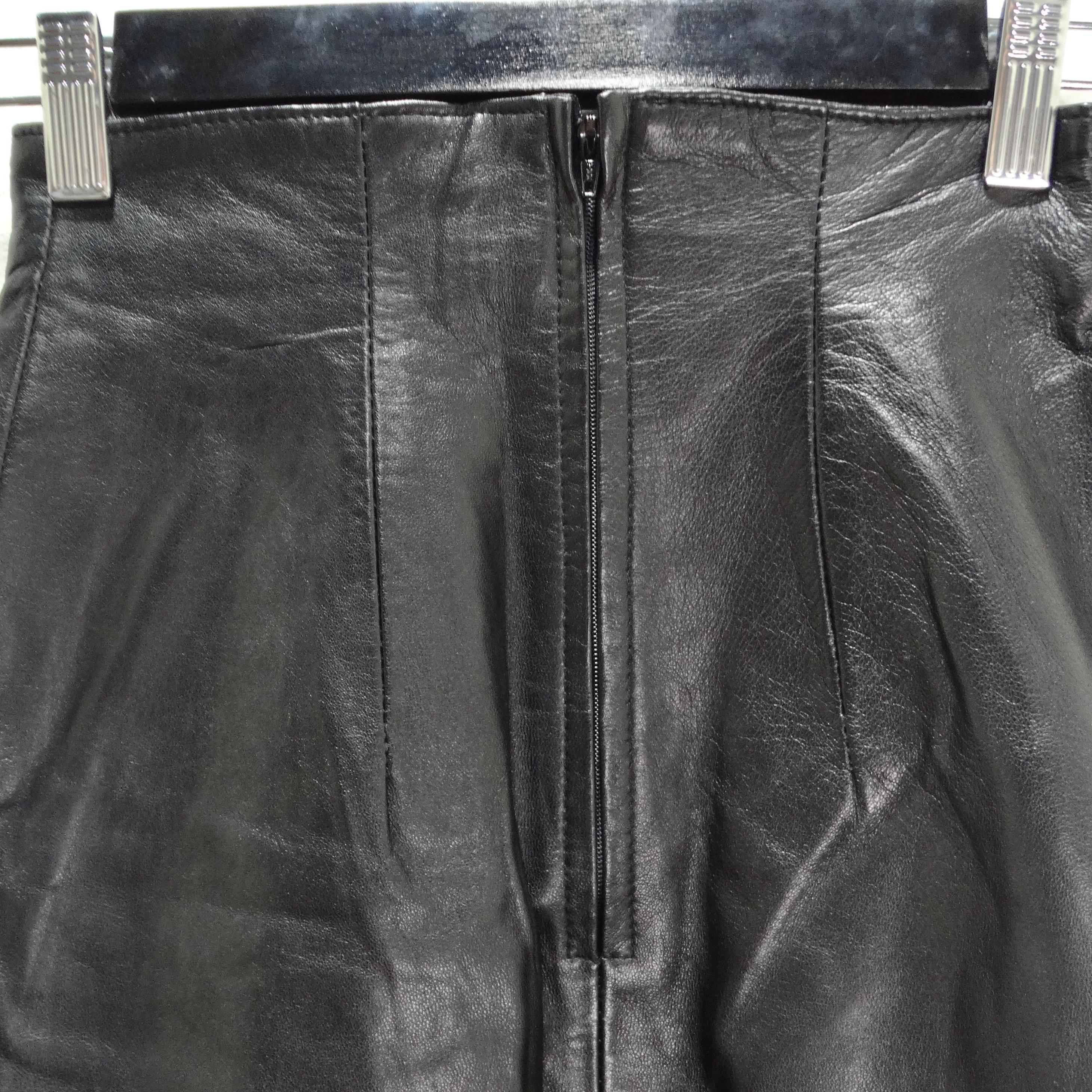 Women's or Men's Michael Hoban 1980s Black Leather Pencil Skirt For Sale