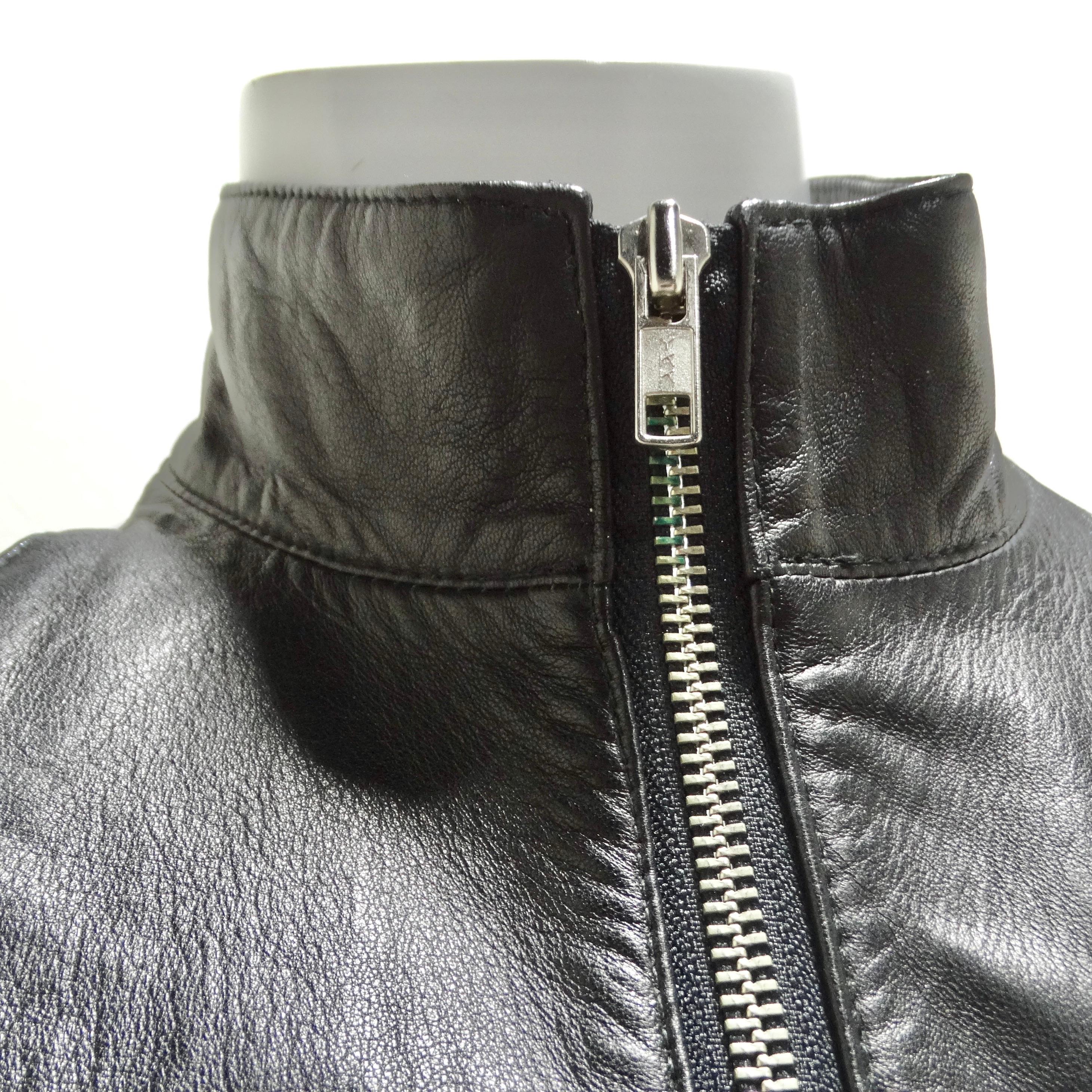 Michael Hoban 1980s Black Leather Zip-Up Top  In Excellent Condition In Scottsdale, AZ