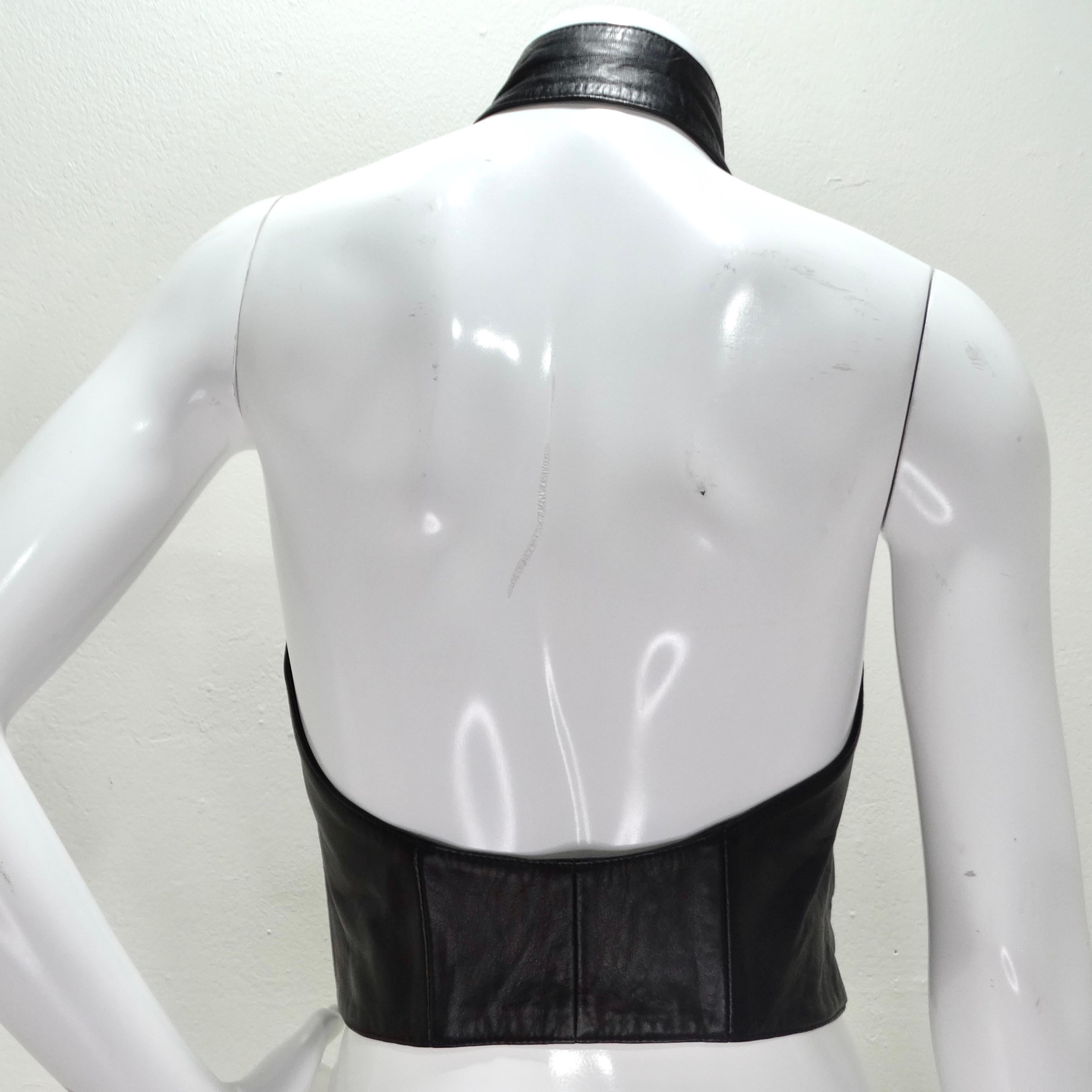 Michael Hoban 1980s Black Leather Zip-Up Top 2