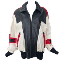 Michael Hoban North Beach Leather Jacket Patchwork Morning Star, 1990s