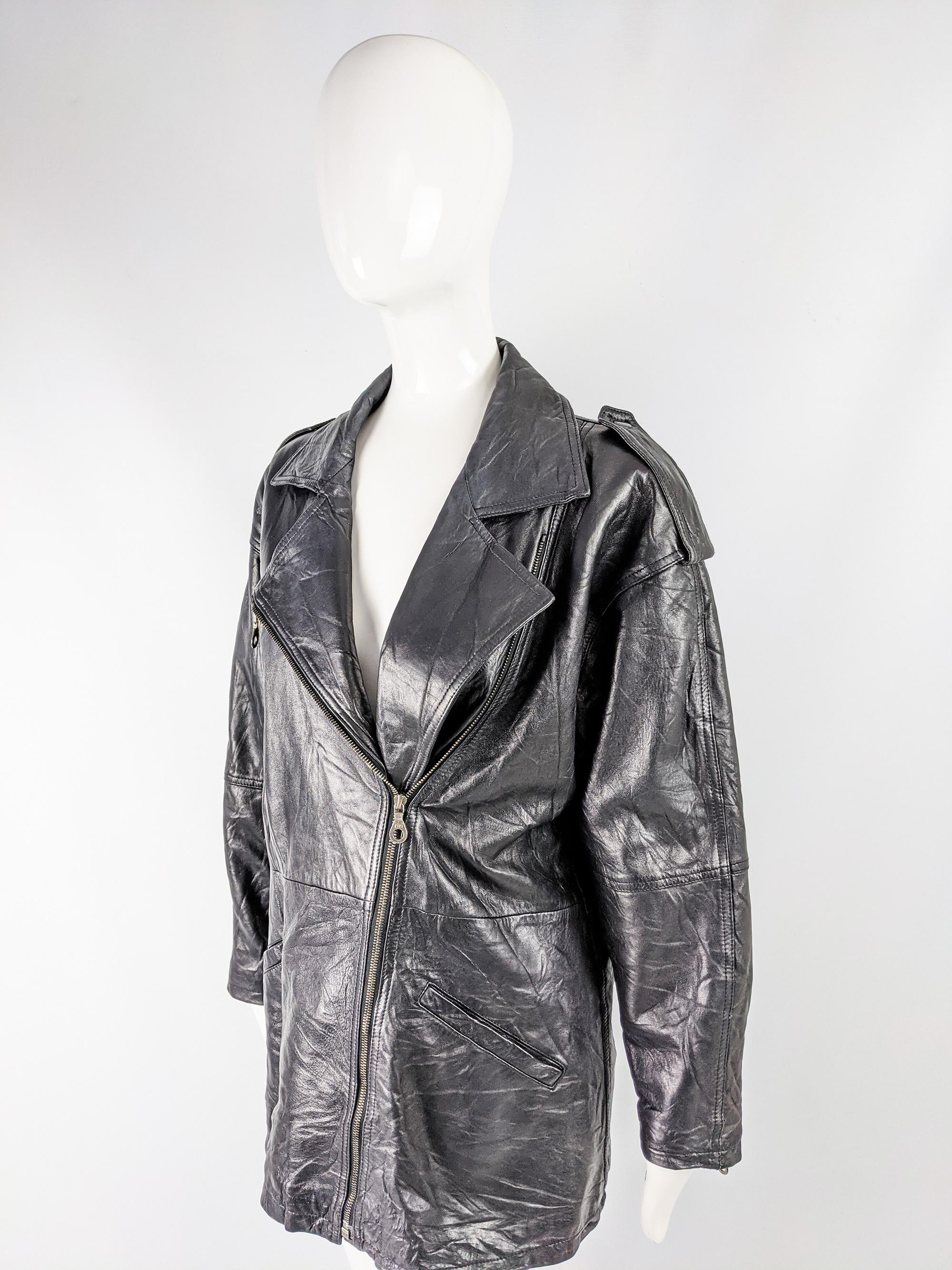 Women's Michael Hoban Vintage 80s Womens Leather Biker Moto Jacket, 1980s For Sale