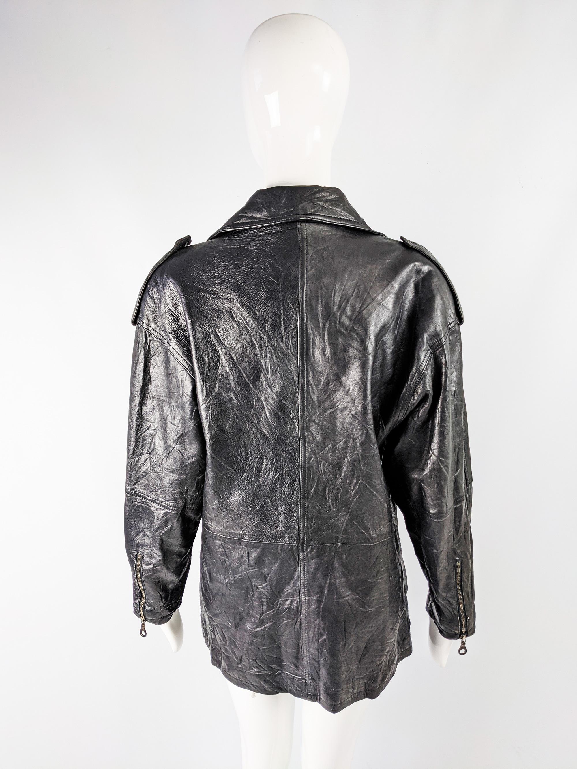 Michael Hoban Vintage 80s Womens Leather Biker Moto Jacket, 1980s For Sale 1