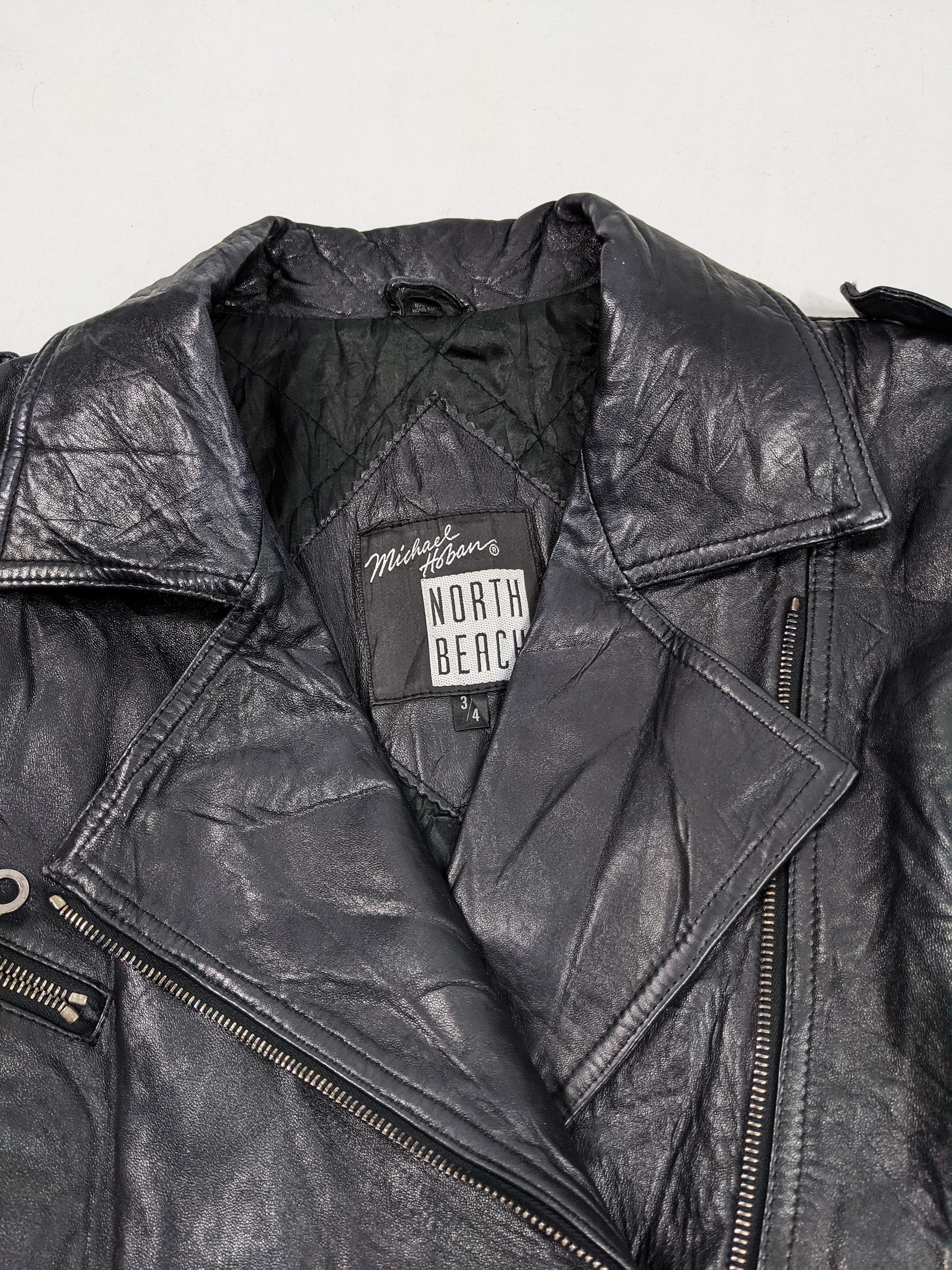 Michael Hoban Vintage 80s Womens Leather Biker Moto Jacket, 1980s For Sale 2