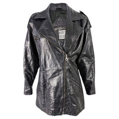 Michael Hoban Used 80s Womens Leather Biker Moto Jacket, 1980s
