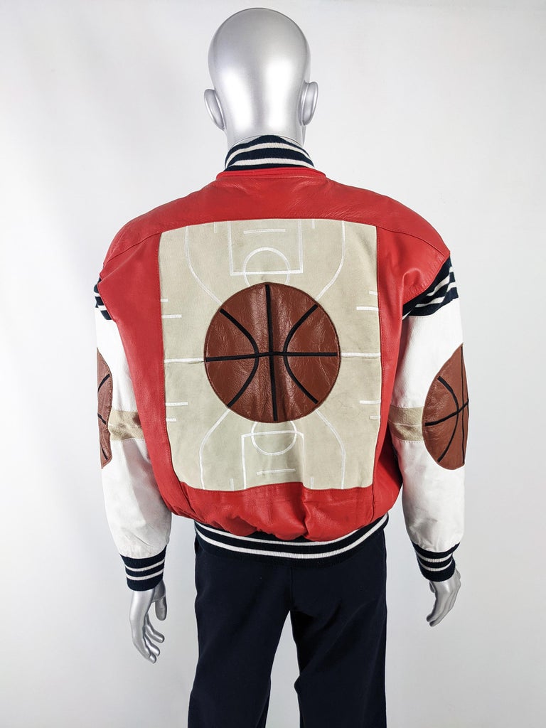 Josh Yaz 1991 Michael Hoban Leather Basketball Bomber Jacket