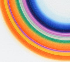 "Costa Del Sol III" Luminous Target Painting in Orange, Green, Blue and Magenta