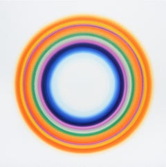Used "Costa Del Sol III" Luminous Target Painting in Orange, Green, Blue and Magenta