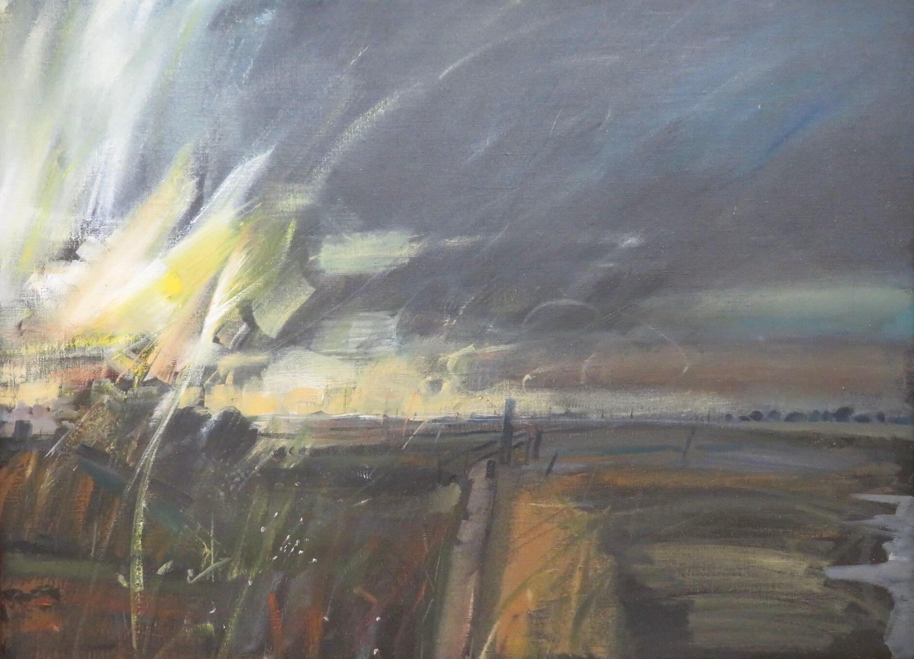 Original großes englisches expressionistisches Landschafts-Ölgemälde DARTMOOR DORSET (Schwarz), Landscape Painting, von Michael Honnor