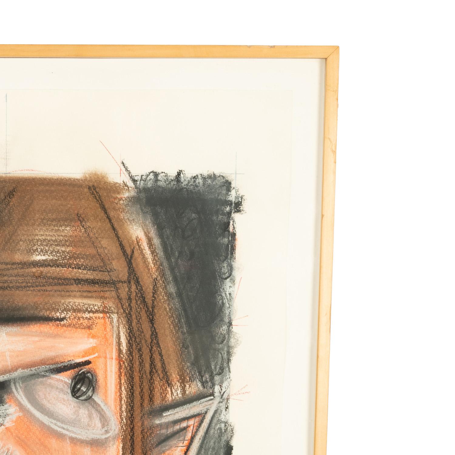 Pintura Cubista Americana Gouache y Pastel Retrato de Robert Lerner Chicago 1980 en venta 6