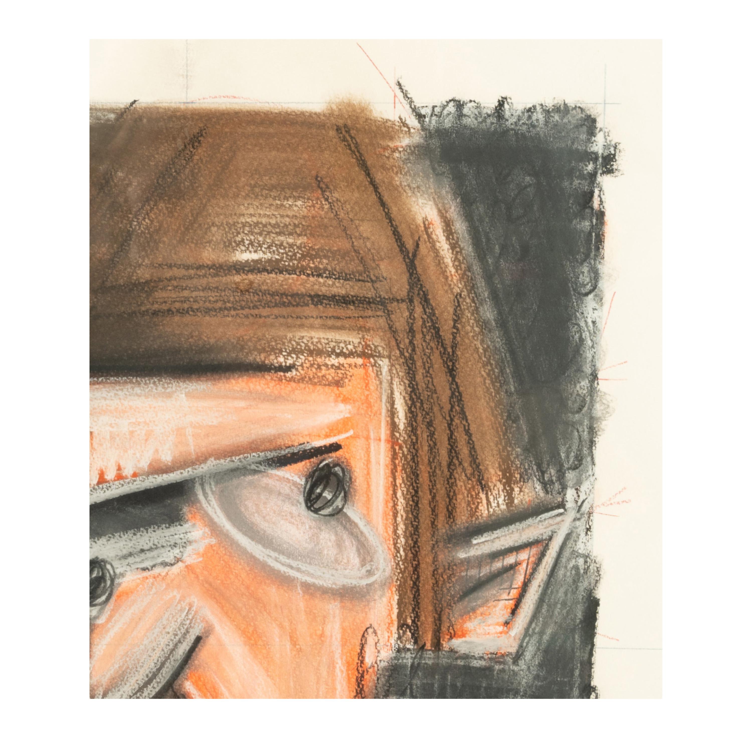 Pintura Cubista Americana Gouache y Pastel Retrato de Robert Lerner Chicago 1980 en venta 2