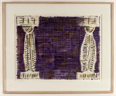 Two Columns by Michael Hurson framed abstract with greco roman pillars on stage