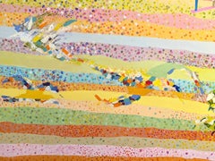 "The Beach" Contemporary Colorful Pointillist Beach Landscape Painting