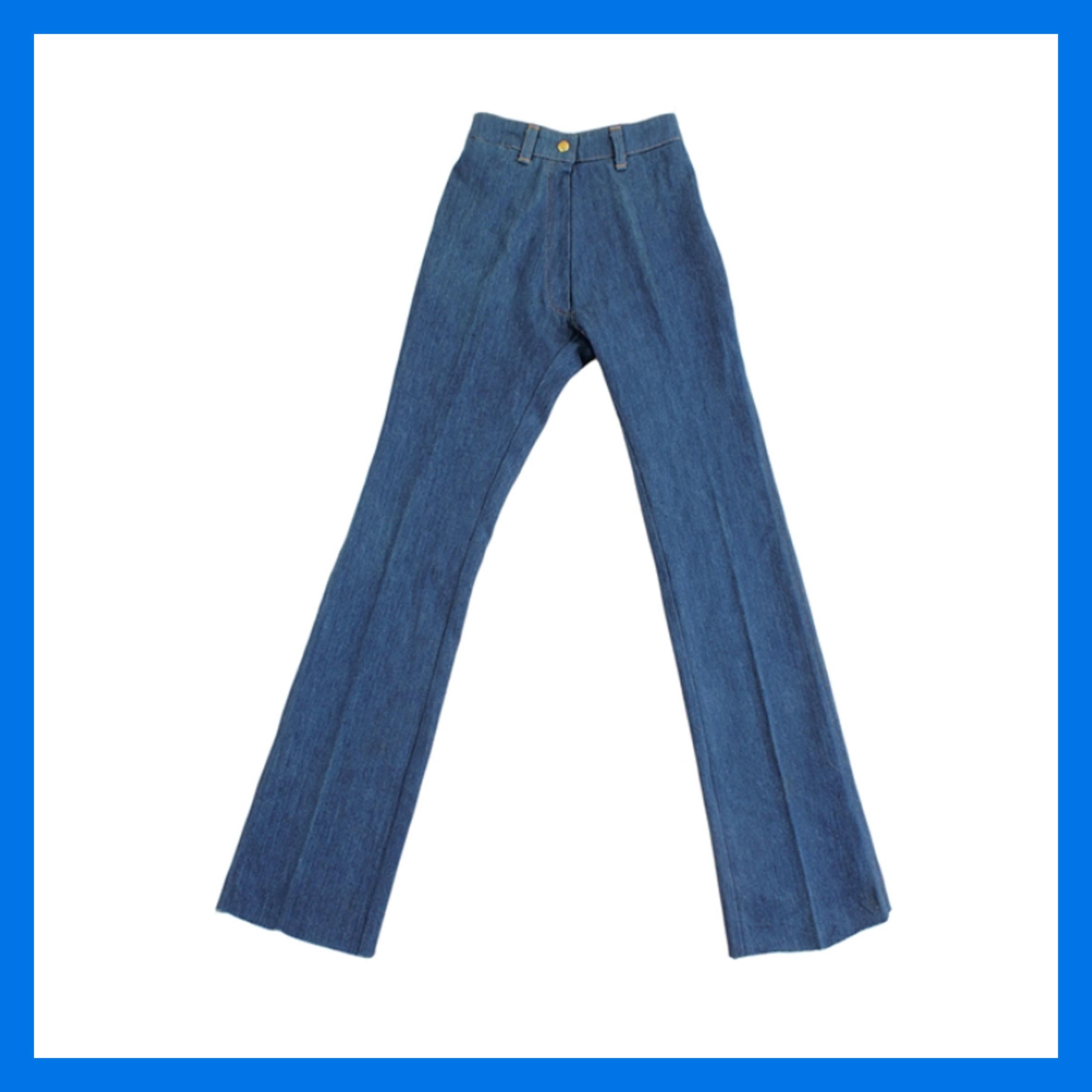 A pair of Fiorucci blue jeans, owned and worn by the late Kind of Pop, Michael Jackson. 

Michael Jackson is one of the biggest pop stars of all time. With hit songs such as Beat It, Thriller and Billie Jean to name but a few. 

This is from a