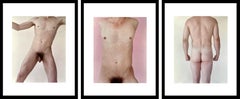 kouros pallido, torso rosa, schiena kouros. Trittico. Incorniciato