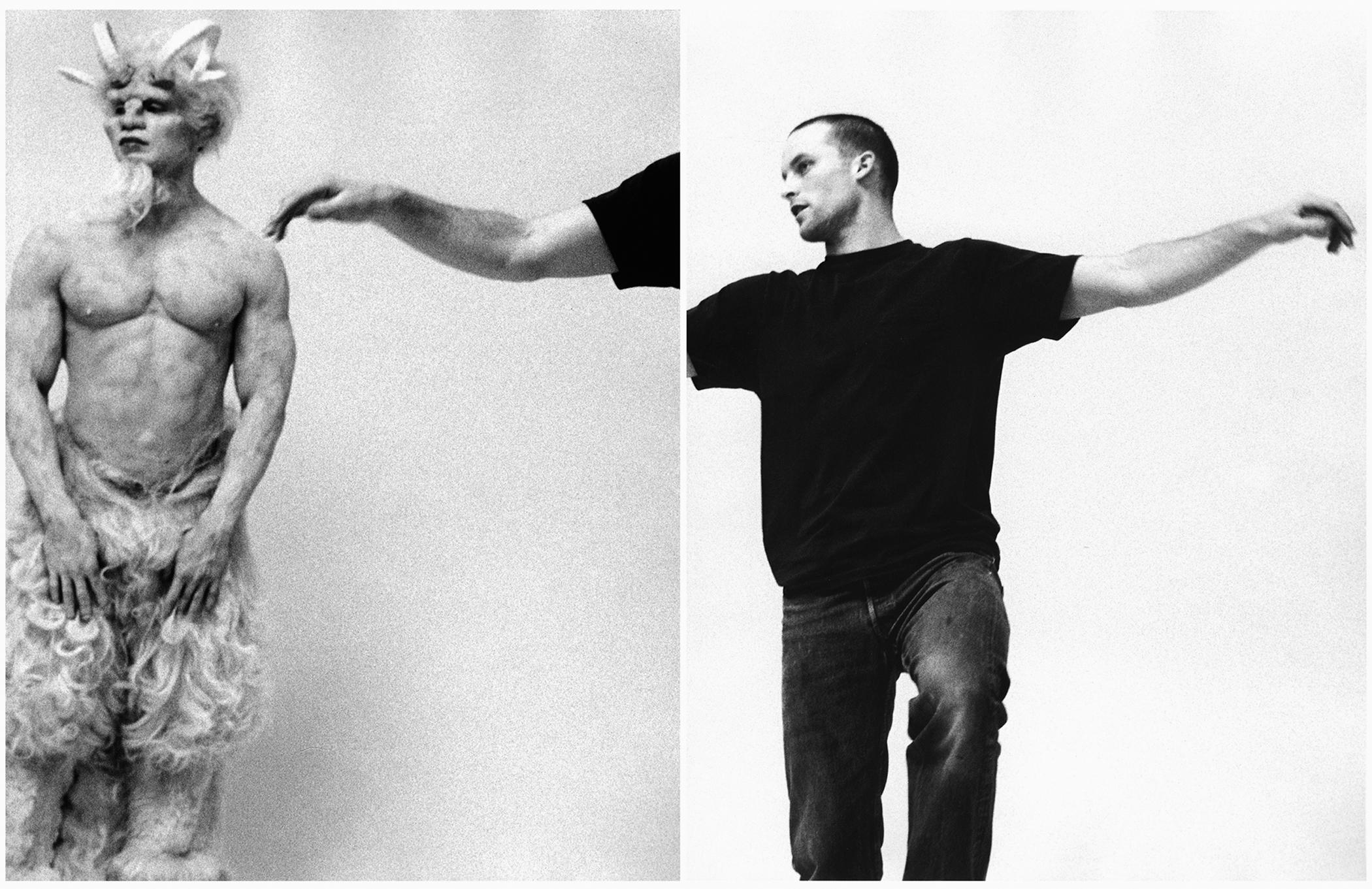 Michael James O’Brien Figurative Photograph – Matthew Barney bei den Proben zu Drawing Restraint 7, NYC. Diptychon. Schwarzweiß-Fotografie.