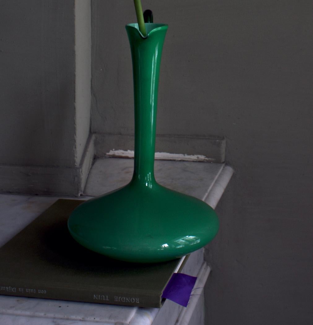 Still life with a White Tulip and a Green Opalina Vase, Antwerp.Color Photograph For Sale 2