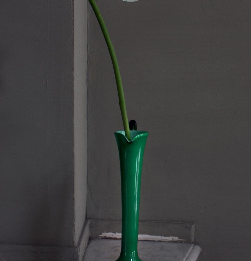 Still life with a White Tulip and a Green Opalina Vase, Antwerp.Color Photograph For Sale 3