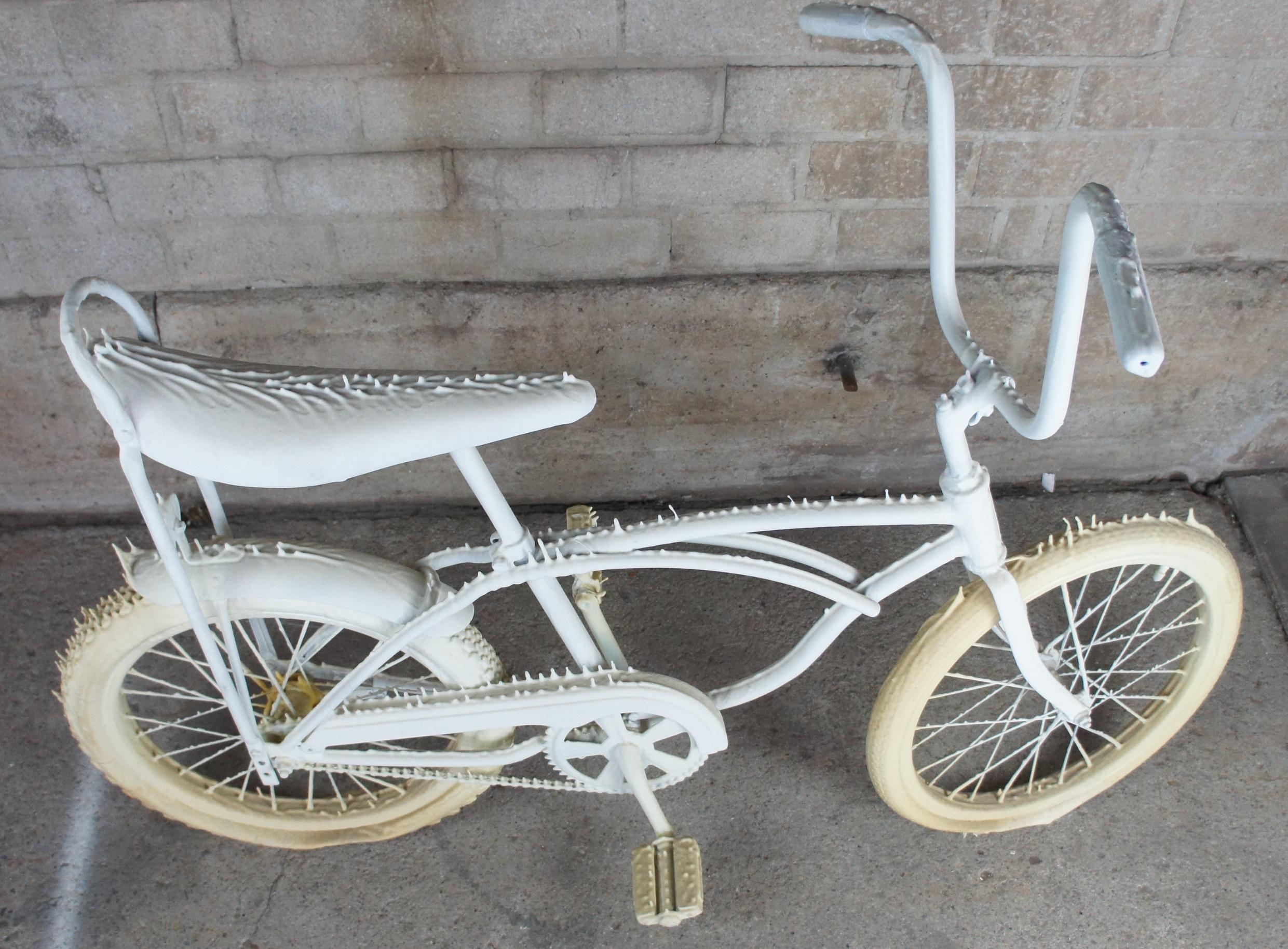 Modern Michael Joaquin Grey White Latex Drip Bicycle Art Sculpture Exhibit Display