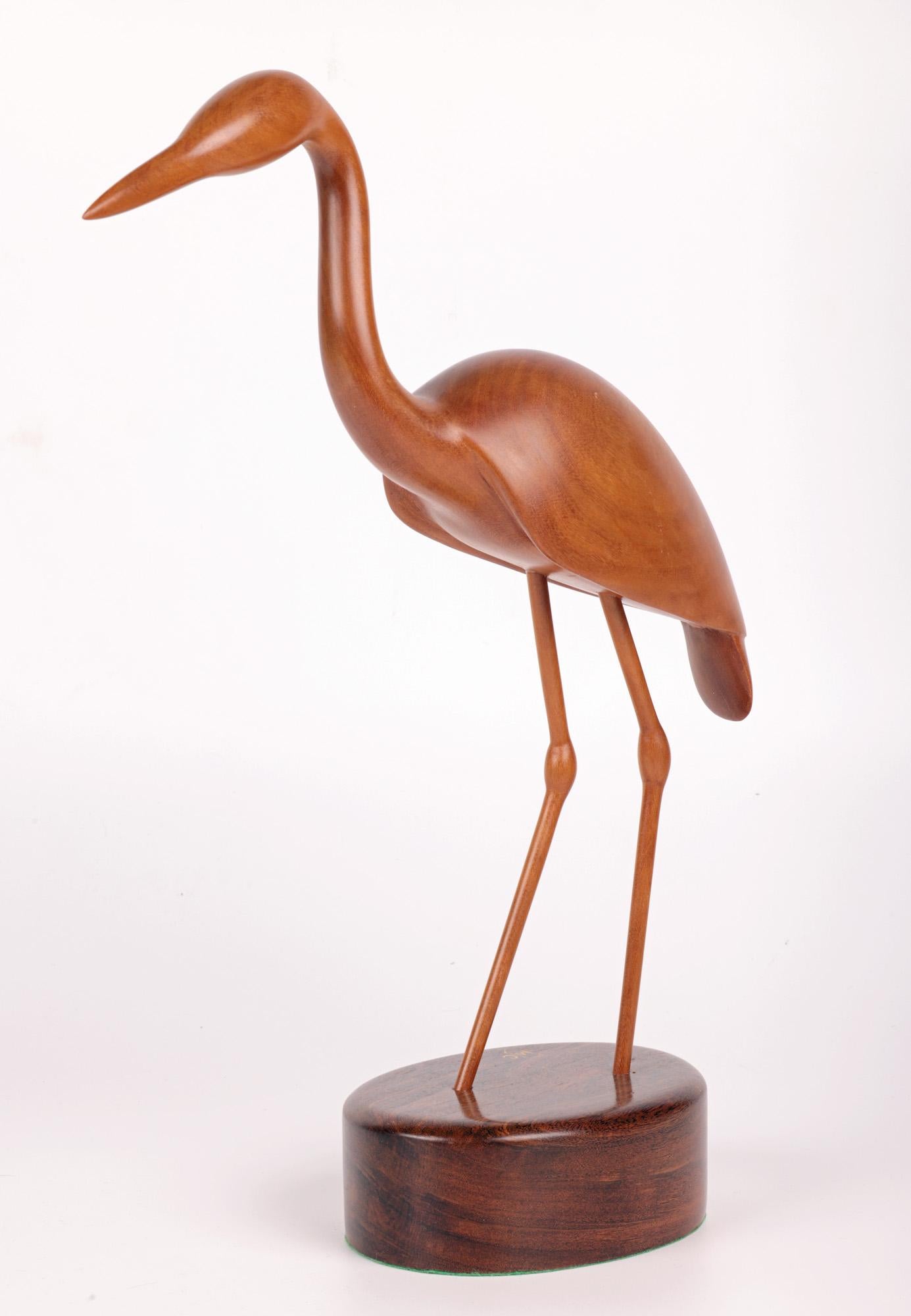 Michael John Crook Hand Carved Wooden Heron Sculpture For Sale 5