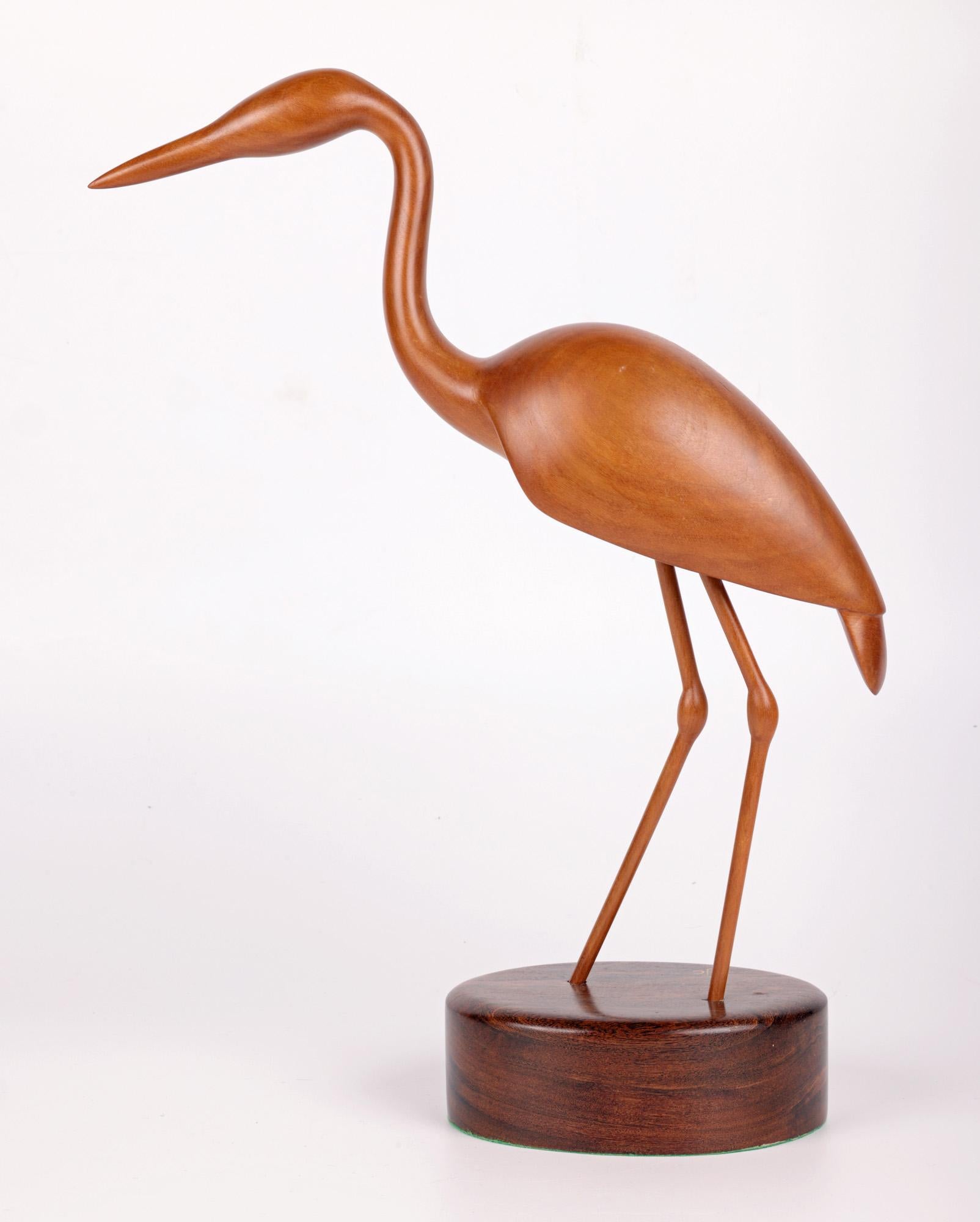 Michael John Crook Hand Carved Wooden Heron Sculpture For Sale 7