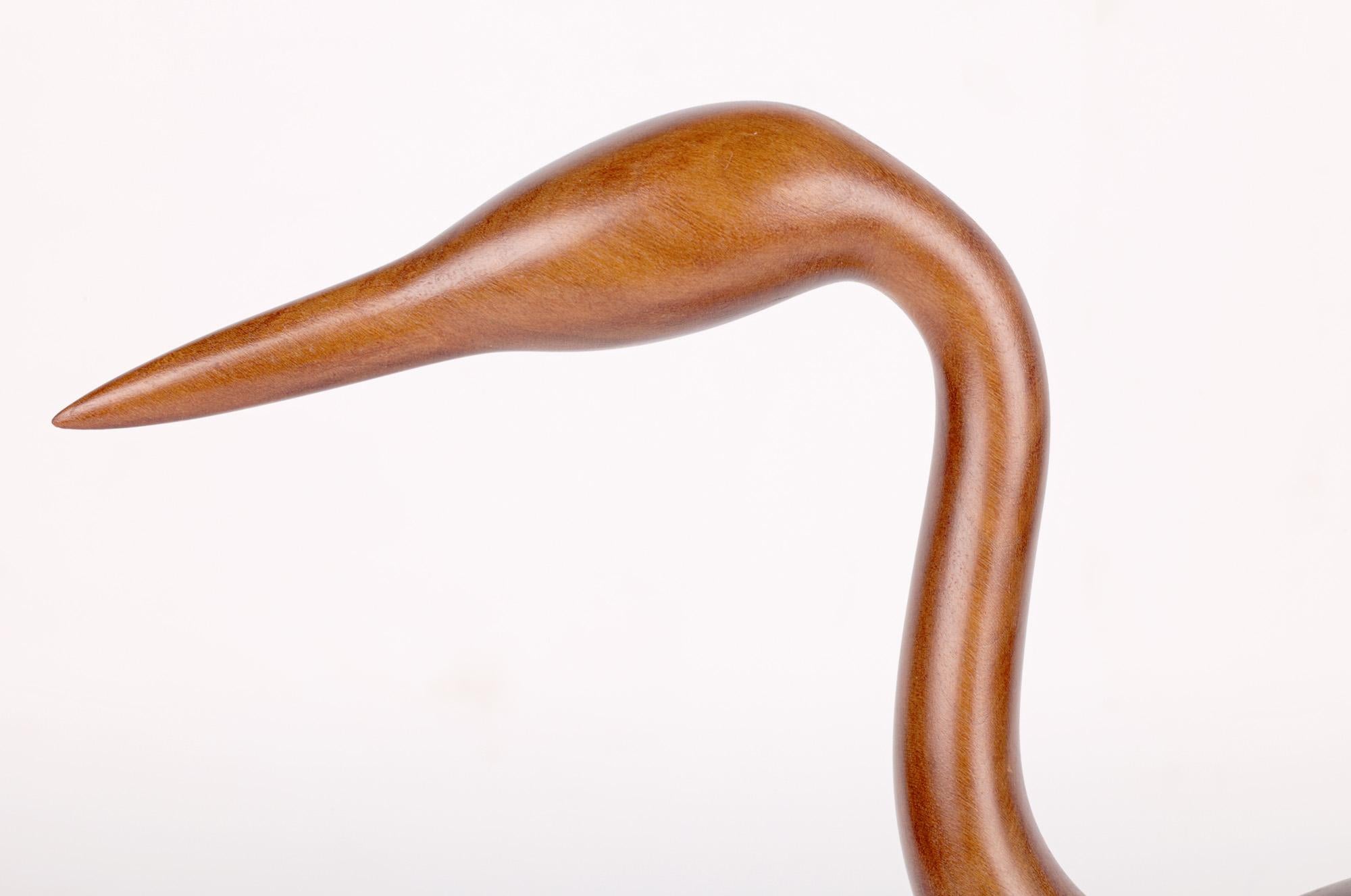 British Michael John Crook Hand Carved Wooden Heron Sculpture For Sale