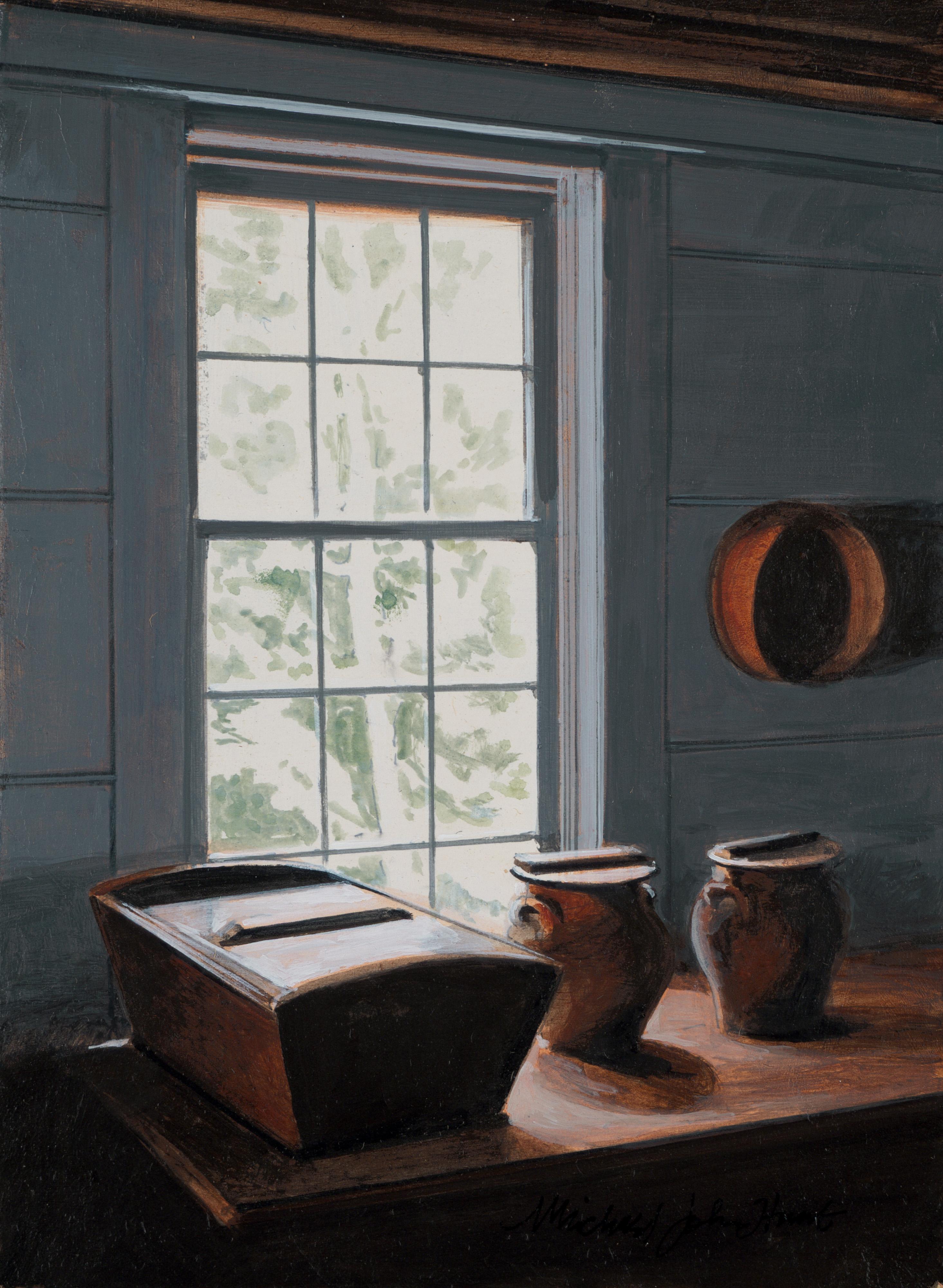 Michael John Hunt Interior Painting - Awaiting use  Acrylic painting Interior; Modern Framed signed