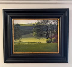 Cotswold Landscape Painting, Modern Acrylic on Panel, Framed Art
