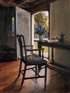 Pittura acrilica con invito floreale, Contemporanea, 21° secolo, con cornice