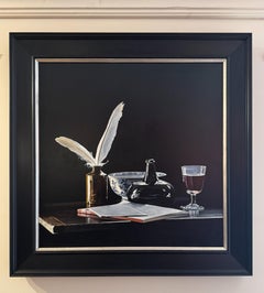 Ink and Elegance: Modern Acrylic Still Life Painting, Signed
