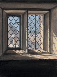 Sunlit sill Acrylic painting Modern interior Framed signed