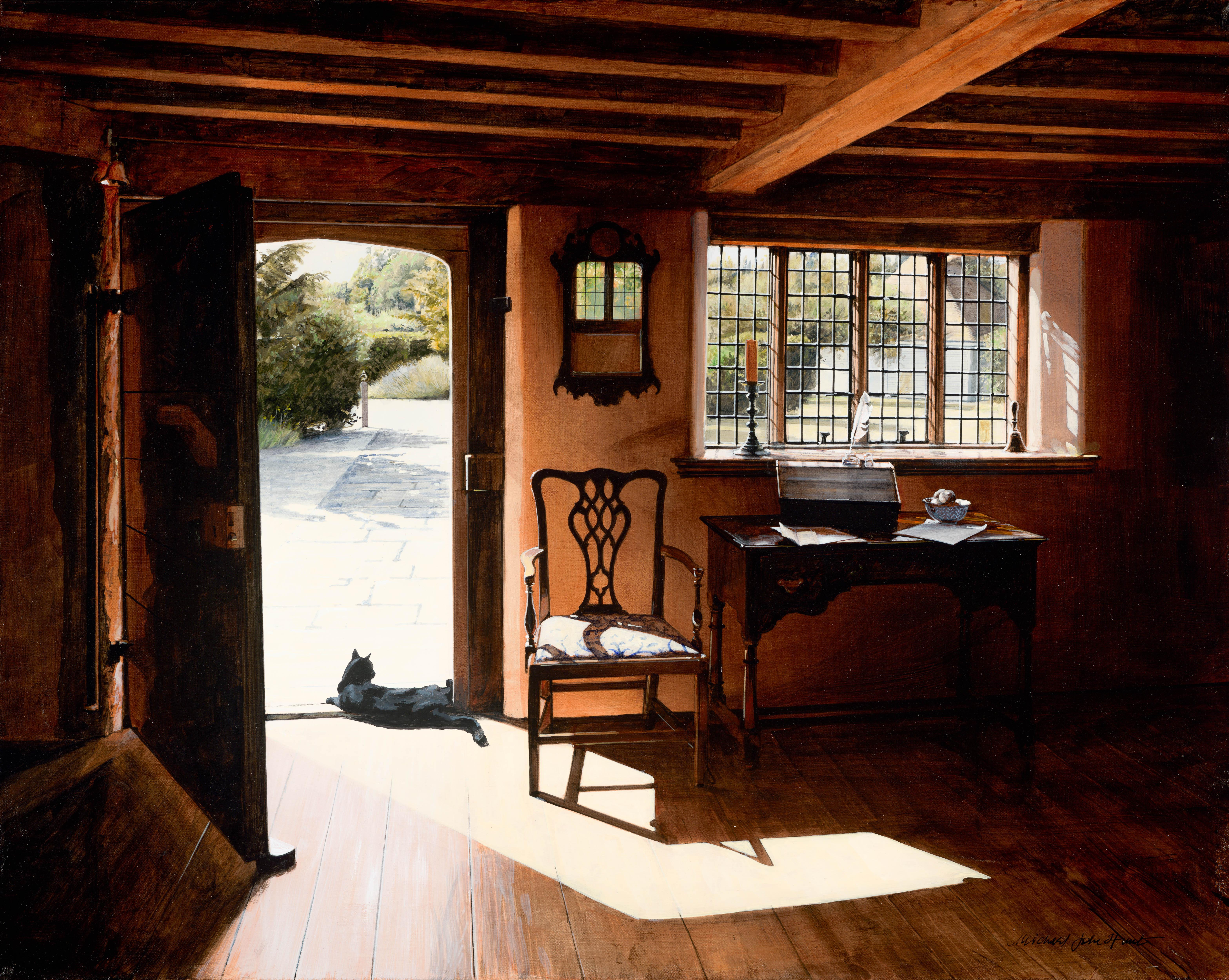Modern Acrylic Painting: The Cat and Quill, Framed Canvas Art