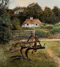 The Plough Acrylic Painting, Modern Landscape, Framed, 21st Century