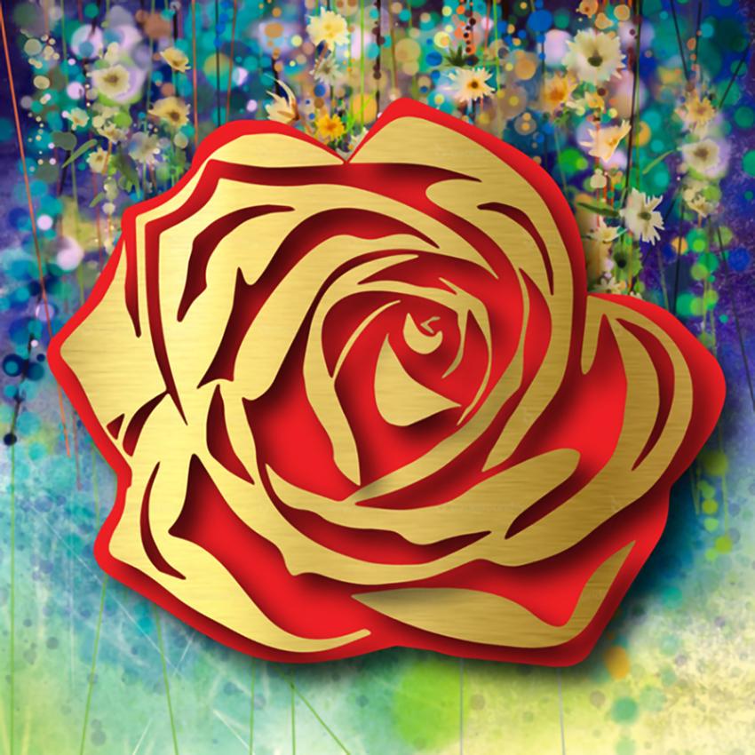 Michael Kalish Figurative Painting - Gold Rose on Floral