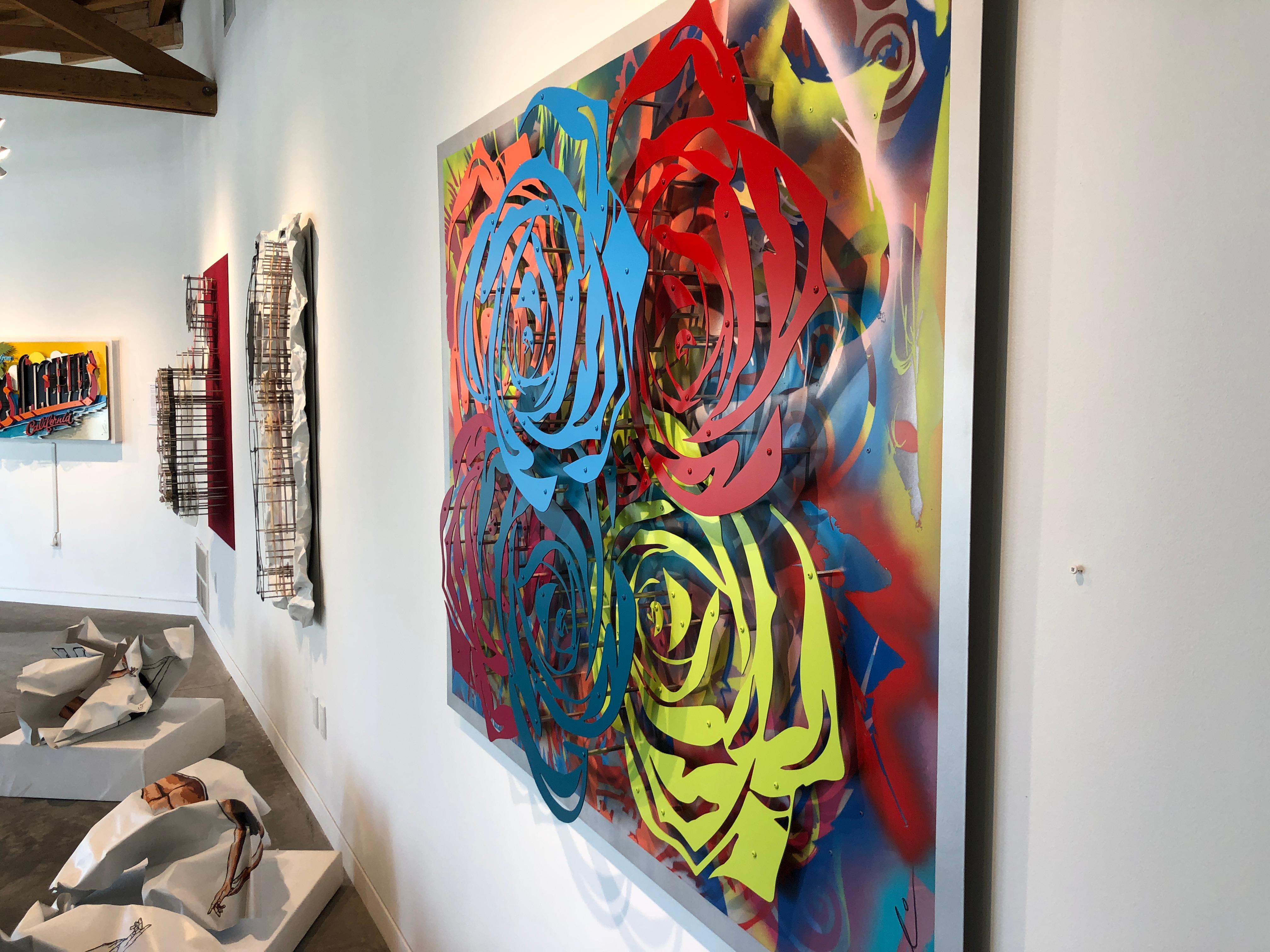 Graffiti Rose Cluster - Painting by Michael Kalish