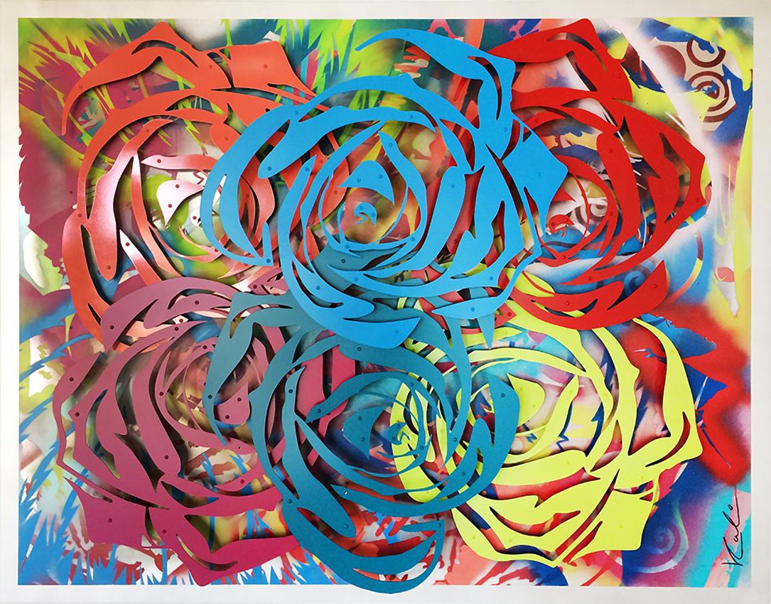 Michael Kalish Abstract Painting - Graffiti Rose Cluster
