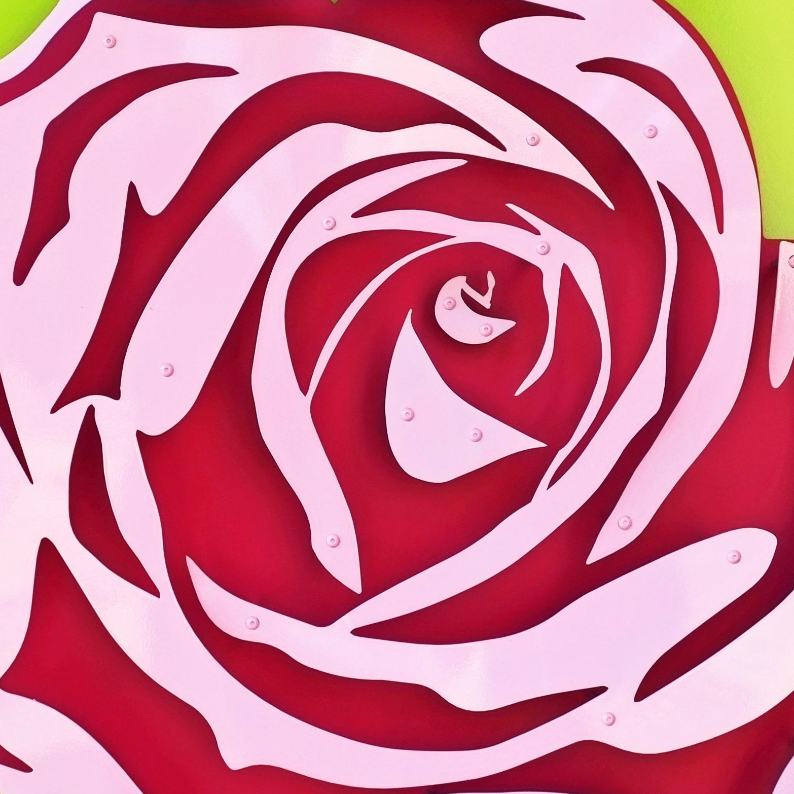 Rosé – Rosa auf Grün (Pink), Abstract Painting, von Michael Kalish