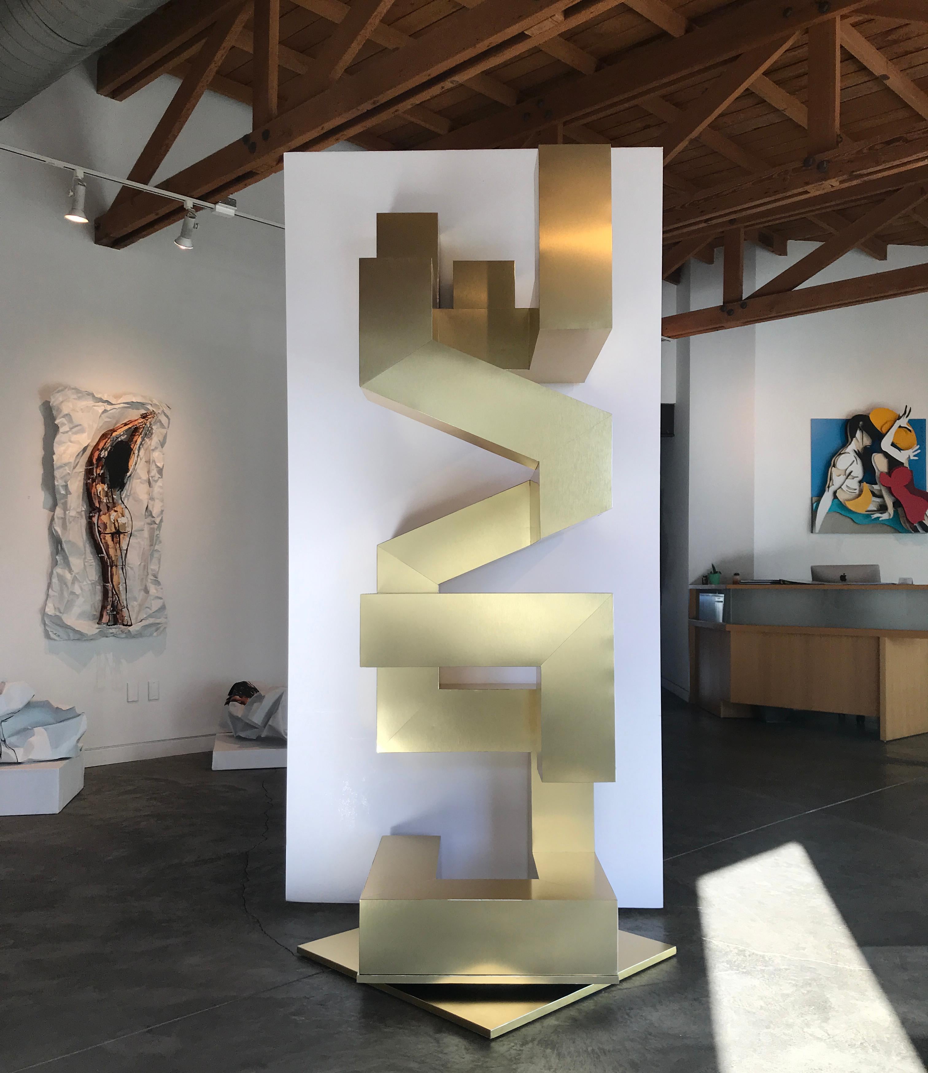 The Art of Finding Love - Brushed Gold - Sculpture by Michael Kalish