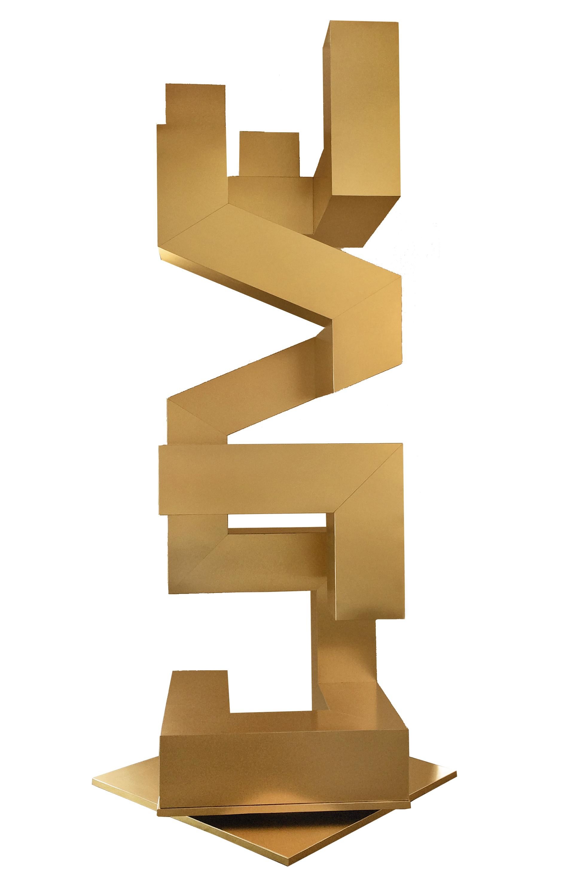 Michael Kalish Abstract Sculpture - The Art of Finding Love - Brushed Gold