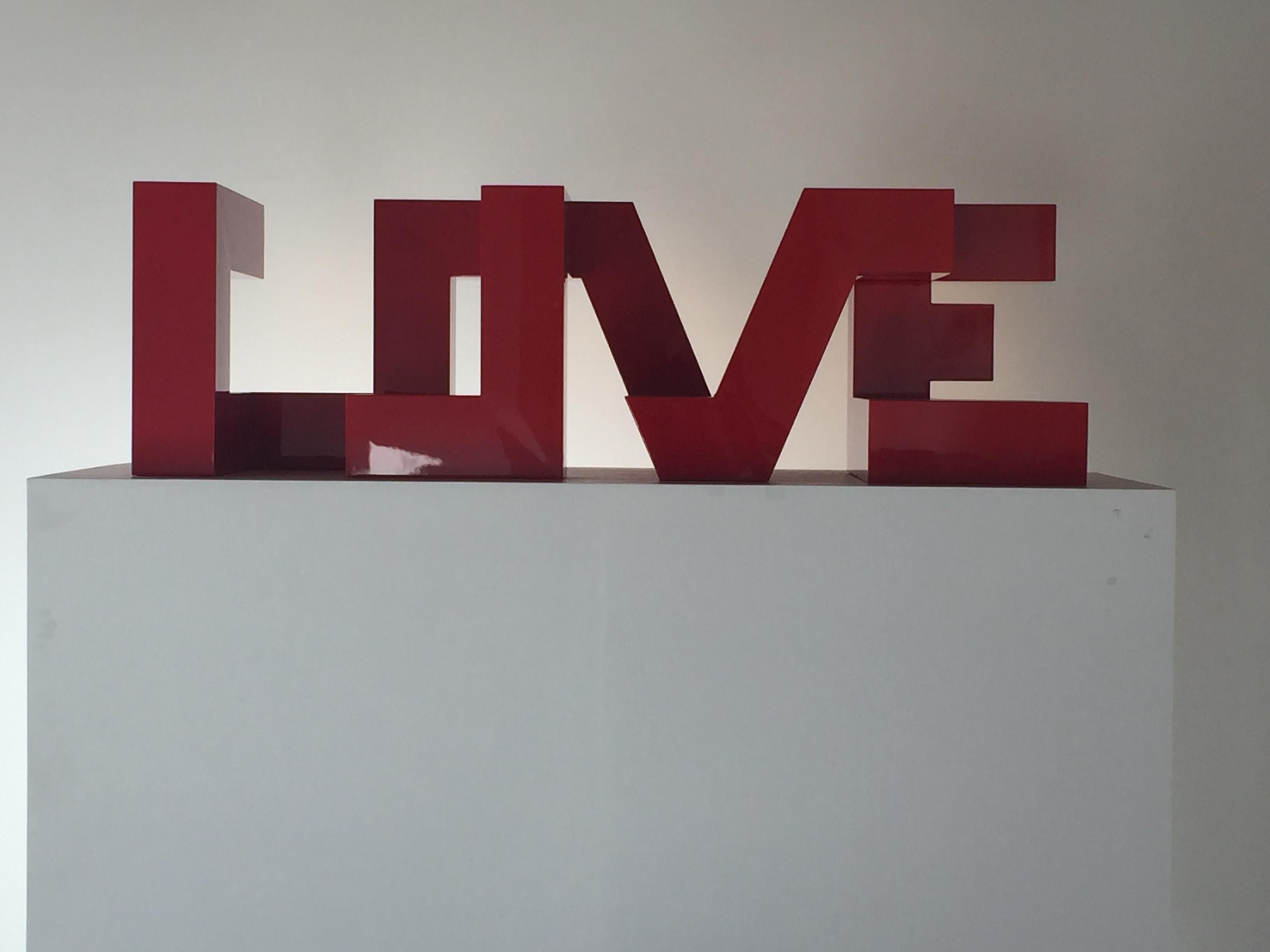 The Art of Finding Love - Red Abstract Sculpture by Michael Kalish