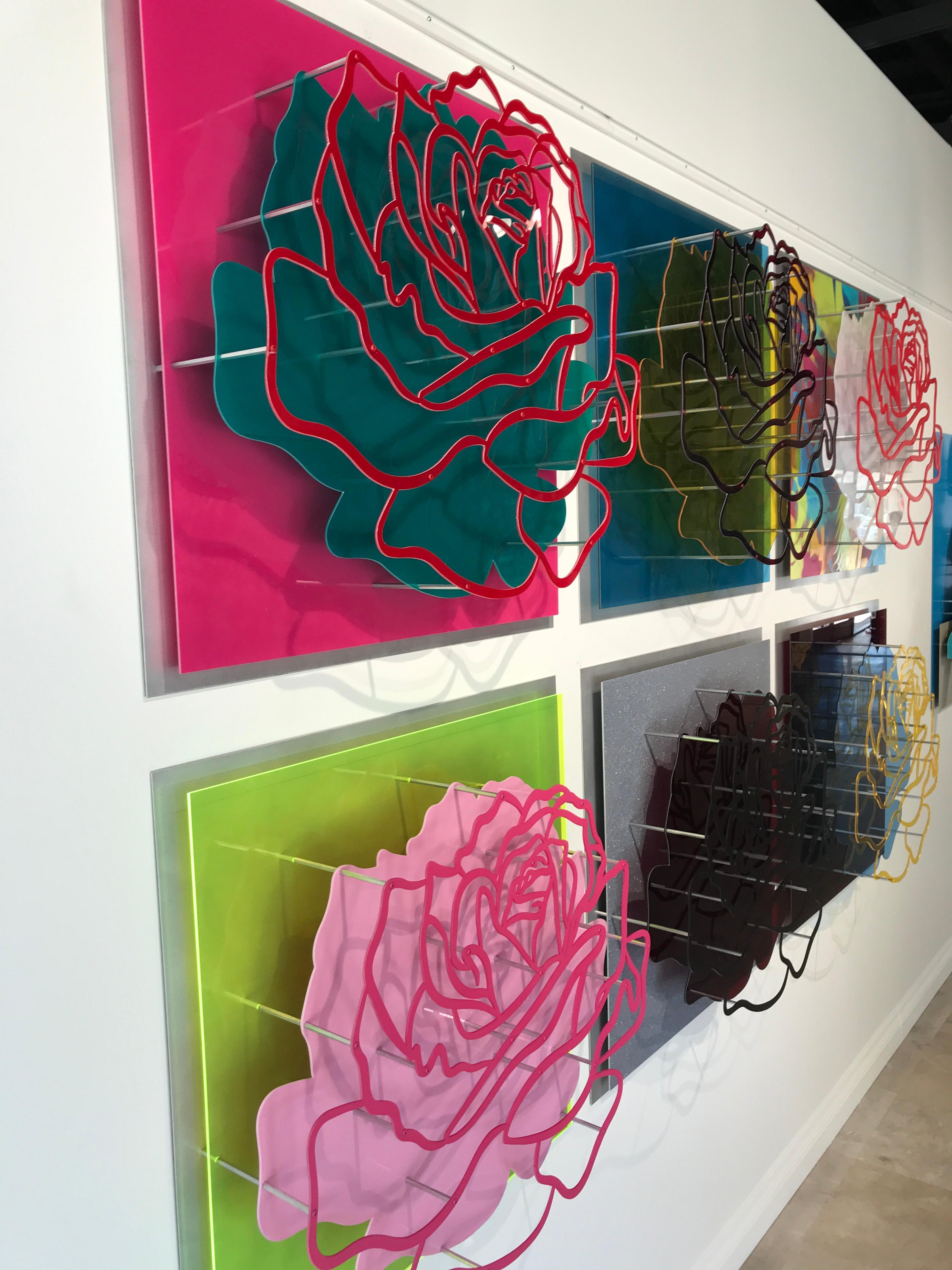 Six Roses - Wall sculpture - Painting by Michael Kalish
