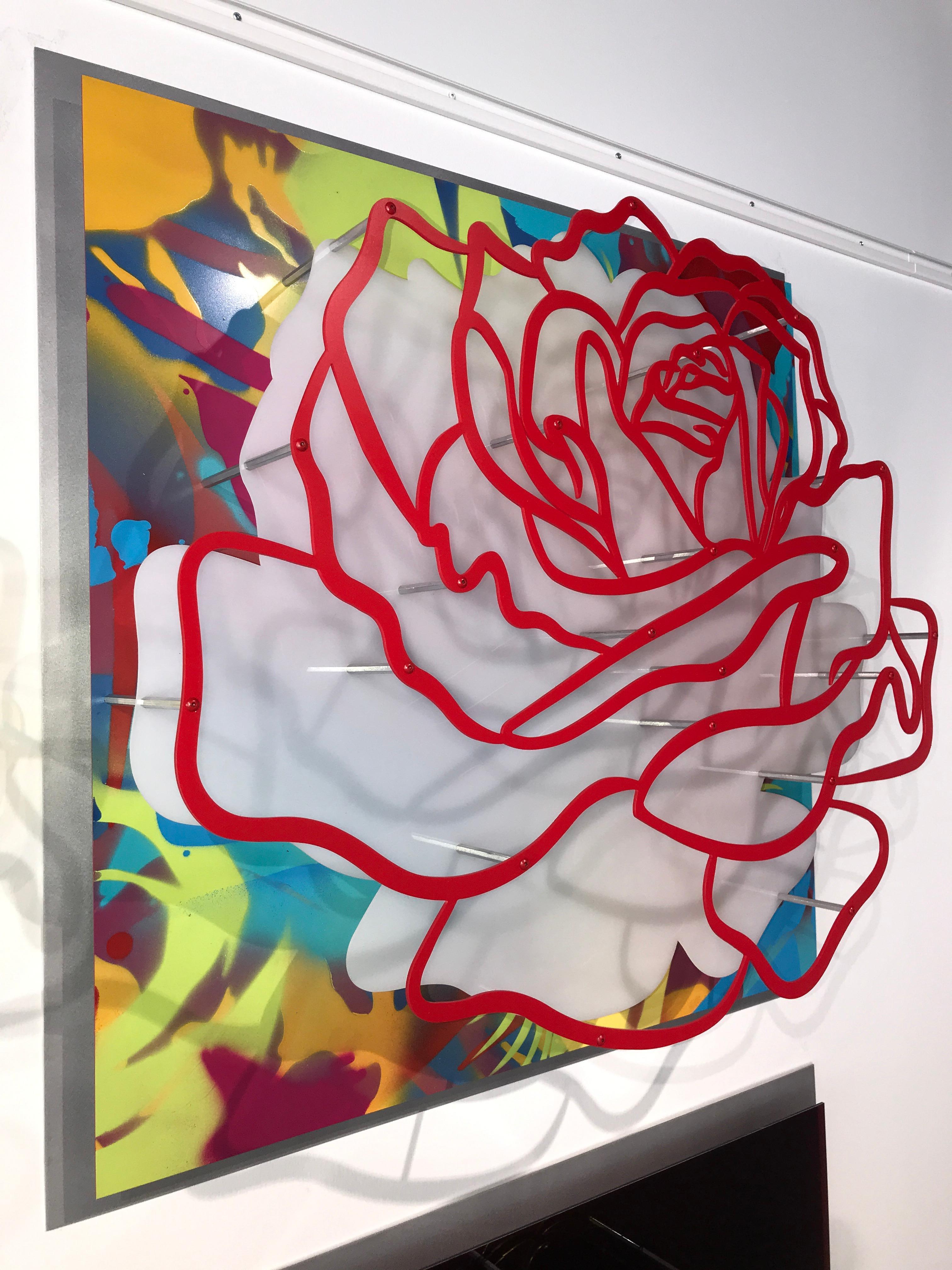 Sechs Rosen – Wandskulptur  (Beige), Abstract Painting, von Michael Kalish