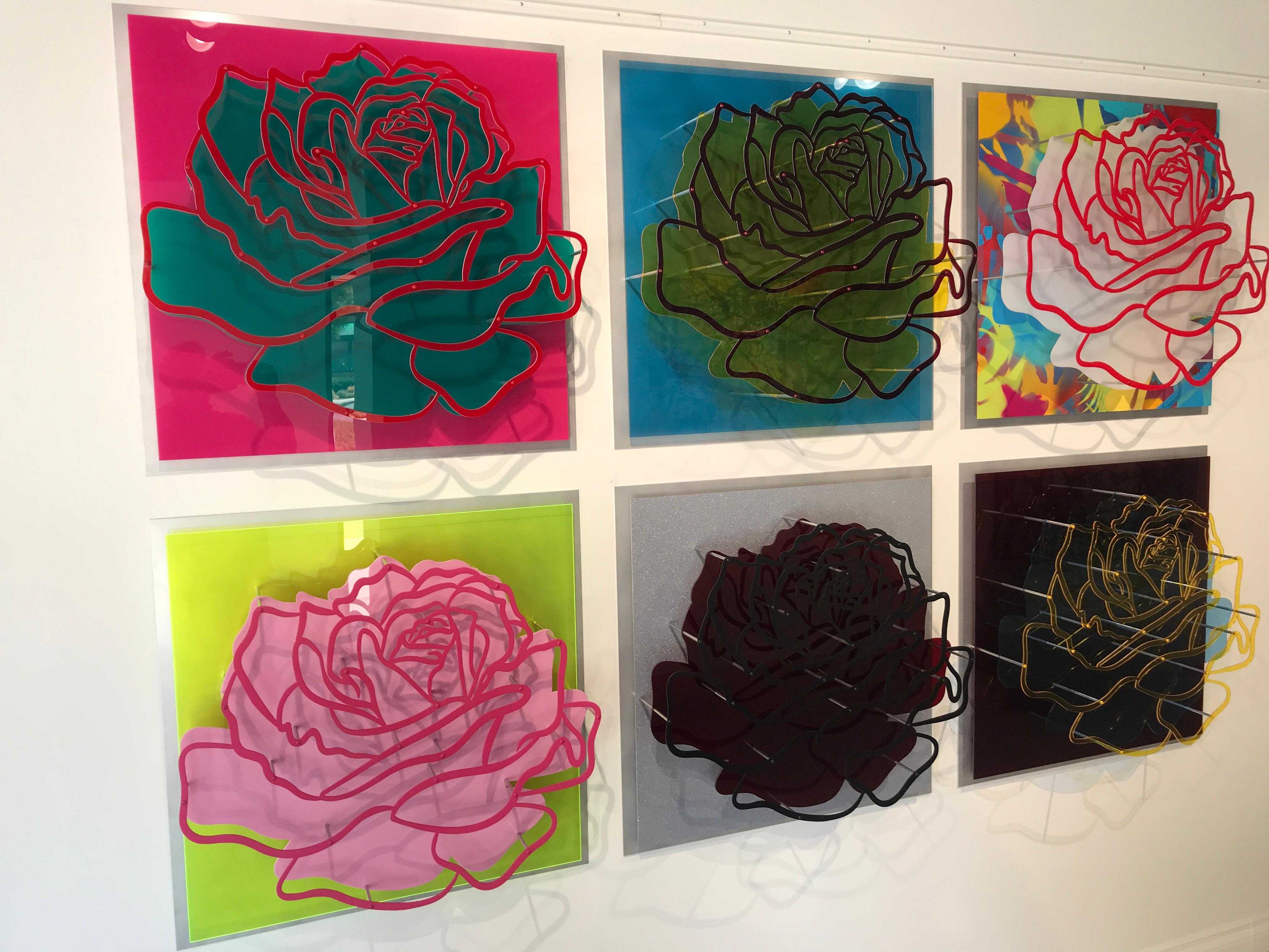 Michael Kalish Abstract Painting - Six Roses - Wall sculpture 