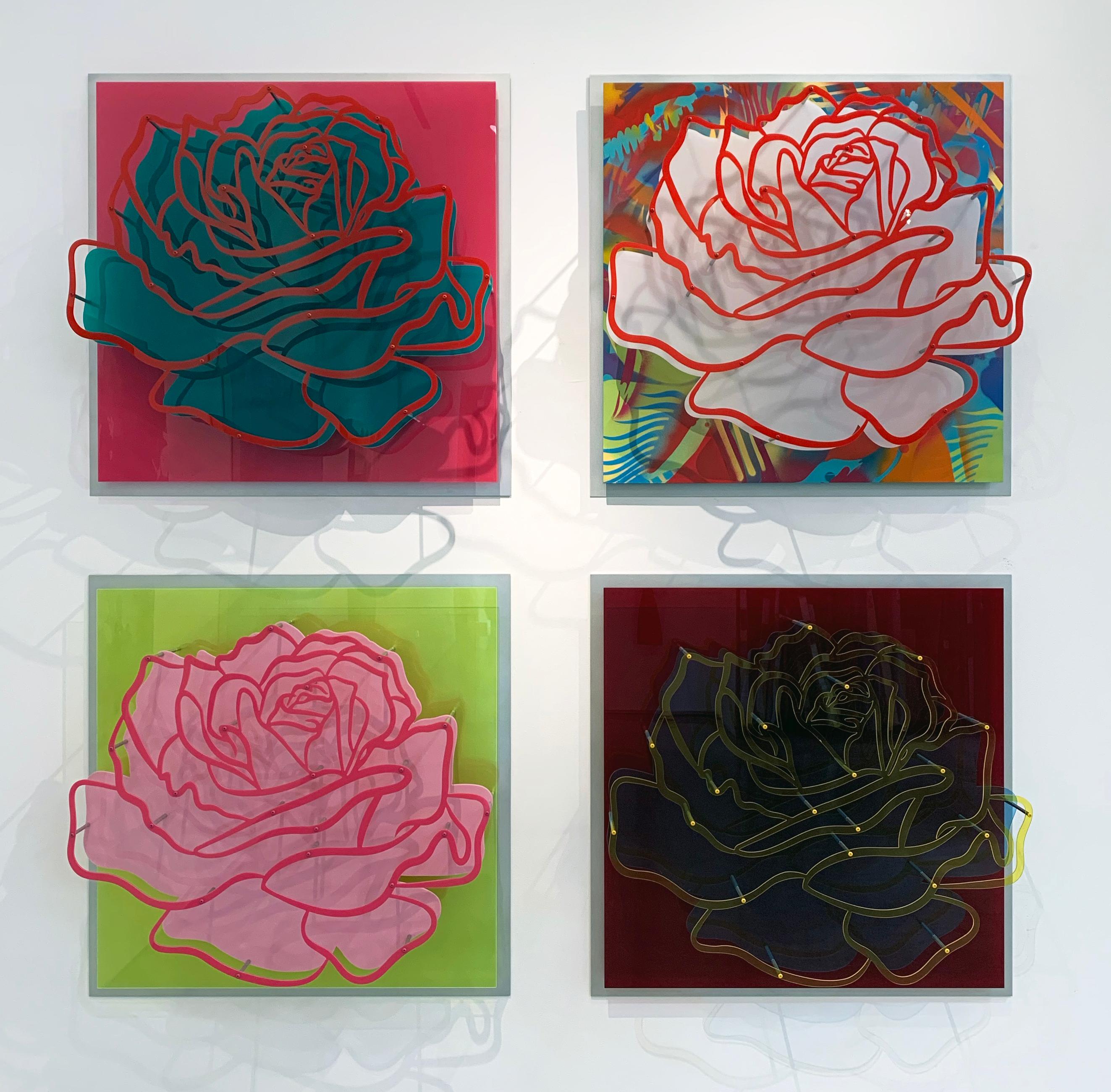 Four Acrylic "Glass" Roses 
